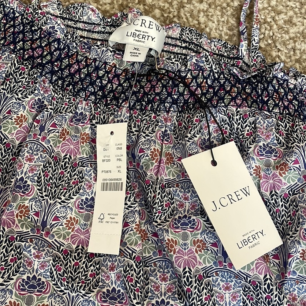NWT J.Crew Made With Liberty Fabric Strappy Floral Blouse - Picture 7 of 7